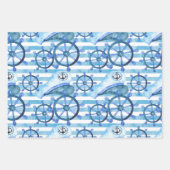 Watercolor Nautical Pattern Inpakpapier Vel (Voorkant)