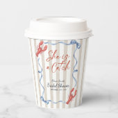Watercolor Nautical She's a Catch Bridal Shower Papieren Bekers (Voorkant)