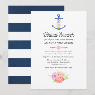 Watercolor Nautilus Virtuele Bruiloft Feest Kaart