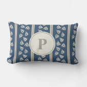 Watercolor Nautilus Zeilboot Streep | Monogram Kussen (Voorkant)