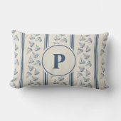 Watercolor Nautilus Zeilboot Streep | Monogram Kussen (Voorkant)