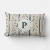 Watercolor Nautilus Zeilboot Streep | Monogram Kussen (Voorkant)