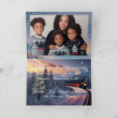 Watercolor Navy Blauwe Kersttrein Vakantiefoto Kaart (Binnen)