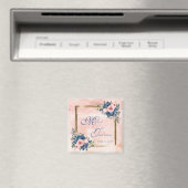 Watercolor Navy & Blush Wedding Magneet (Insitu (Vaatwasser))
