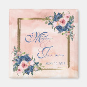 Watercolor Navy & Blush Wedding Magneet (Voorkant)