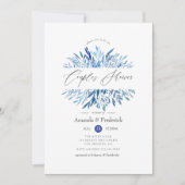 Watercolor Navy Indigo Bladeren Bruidsdouche Kaart (Voorkant)