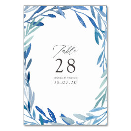 Watercolor Navy Indigo Bladeren Bruiloft Kaart