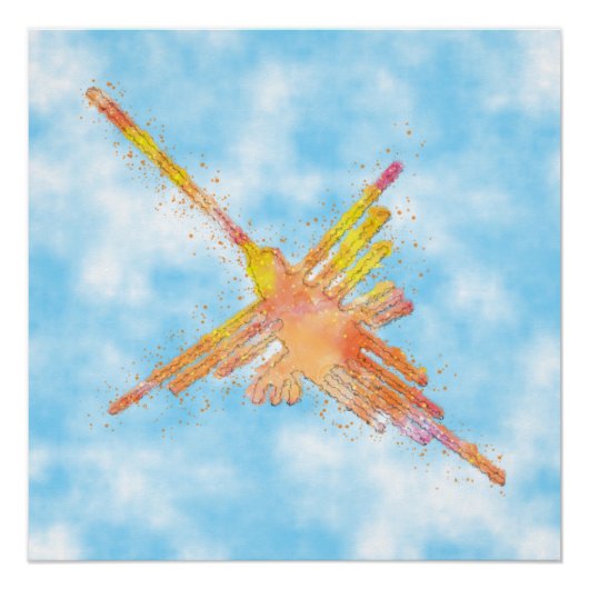 Watercolor Nazca Hummingbird Blue Sky Perfect Poster (Voorkant)