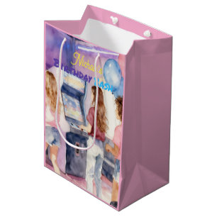Watercolor Neon Arcade Kinderverjaardagsfeestje Medium Cadeauzakje
