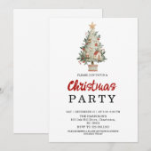 Watercolor Neutral Boho Holiday Party Invitation Kaart (Voorkant / Achterkant)
