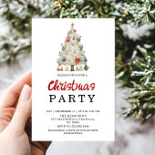 Watercolor Neutral Boho Holiday Party Invitation Kaart