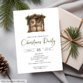 Watercolor Neutral Earthy Cozy Rustic Holiday Xmas Kaart