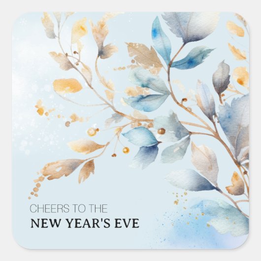 Watercolor New Year's Eve Party  Vierkante Sticker (Voorkant)