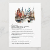 Watercolor New York Huwelijk Menu (Achterkant)