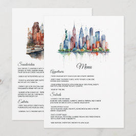 Watercolor New York Huwelijk Menu