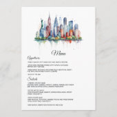 Watercolor New York Huwelijk Menu (Voorkant)