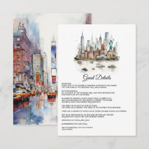 Watercolor New York Huwelijksgast Details Informatiekaartje