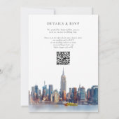 Watercolor New York Silhouette QR Code Bruiloft Kaart (Achterkant)