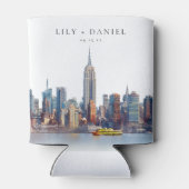 Watercolor New York Skyline Wedding Blikjeskoeler (Achterkant)