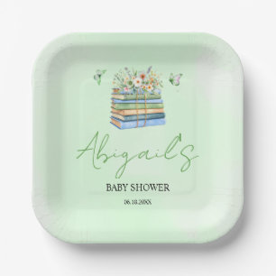 Watercolor Nieuw Hoofdstuk Begint groene baby show Papieren Bordje