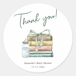 Watercolor Nieuwe Hoofdstuk Baby Shower Bedankt Ronde Sticker