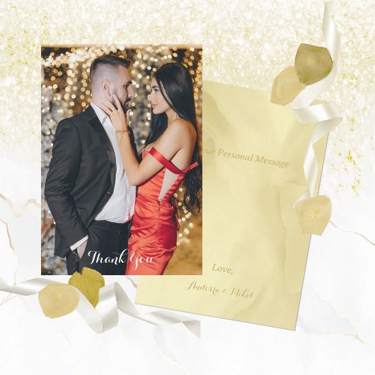 Watercolor Noelle Goud Bedankkaart