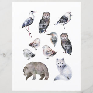 Watercolor noordse dieren om uit te knippen en te
