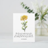WATERCOLOR NOVEMBER CHRYSANTHEMUM BIRTH FLOWER BRIEFKAART (Staand voorkant)