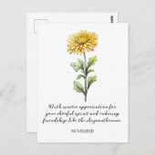 WATERCOLOR NOVEMBER CHRYSANTHEMUM BIRTH FLOWER BRIEFKAART (Voorkant / Achterkant)