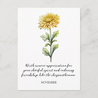WATERCOLOR NOVEMBER CHRYSANTHEMUM BIRTH FLOWER BRIEFKAART