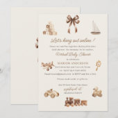 Watercolor Nursery beige toys Virtual Baby Shower Kaart (Voorkant / Achterkant)
