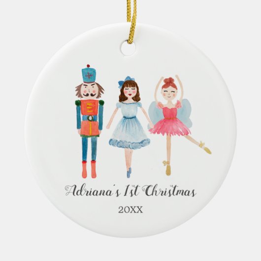 Watercolor Nutcracker Ballerina ornament (Voorkant)