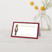 Watercolor Nutcracker Red Christmas Holiday Plaatskaartje (Voorkant)