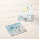 Watercolor Ocea Strand Bruiloft Elopement Vierkant Kartonnen Onderzetters (Insitu)