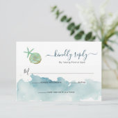 Watercolor Ocea Strand Bruiloft RSVP Kaartje (Staand voorkant)
