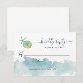 Watercolor Ocea Strand Bruiloft RSVP Kaartje (Voorkant / Achterkant)