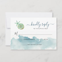 Watercolor Ocea Strand Bruiloft RSVP