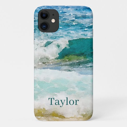 Watercolor Oceaan Monogram Hoesje Case-Mate iPhone (Achterkant)