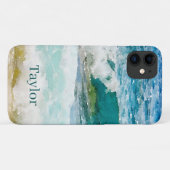 Watercolor Oceaan Monogram Hoesje Case-Mate iPhone (Achterkant (horizontaal))