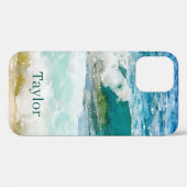 Watercolor Oceaan Monogram Hoesje Case-Mate iPhone (Achterkant (horizontaal))
