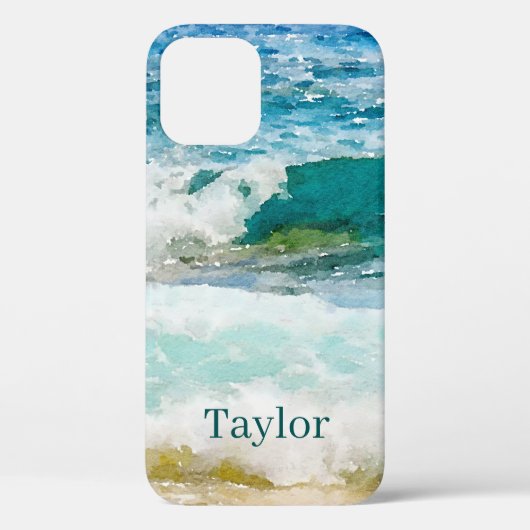 Watercolor Oceaan Monogram Hoesje Case-Mate iPhone (Achterkant)