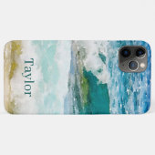 Watercolor Oceaan Monogrammed Case-Mate iPhone Hoe Case (Achterkant (horizontaal))