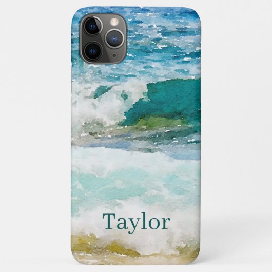 Watercolor Oceaan Monogrammed Case-Mate iPhone Hoe Case (Achterkant)