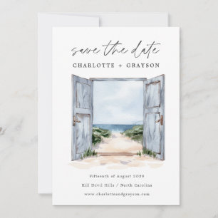 Watercolor Oceaan Strand Huwelijk Save The Date