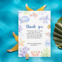 Watercolor oceaandieren - dank je wel babyshower