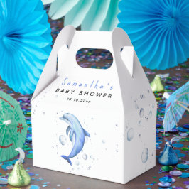 Watercolor oceaandolfijn baby shower bedankdoosjes