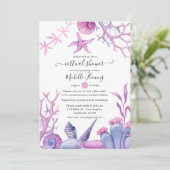 Watercolor Oceaans Leven Virtuele Baby Shower Kaart (Staand voorkant)