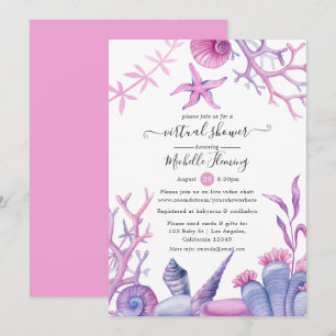 Watercolor Oceaans Leven Virtuele Baby Shower Kaart