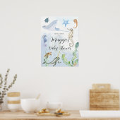 watercolor oceaanthema baby shower bord poster (Keuken)