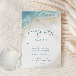 Watercolor Ocean Beach Summer Wedding RSVP Kaartje